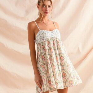 SO ME Mixed Floral Print Sleeveless Mini Dress